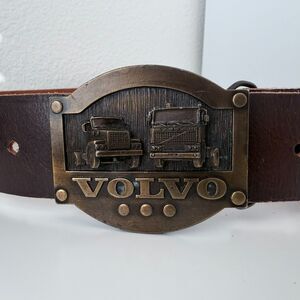 Vintage 1980 Volvo Trucker Belt Buckle Tonkin Inc Leather Belt Collectible Auto